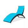Folding Patio Rattan Lounge Chair Chaise Cushioned Portable Garden Lawn