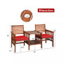 Patio Loveseat Conversation Set Acacia Wood Chair Coffee Table