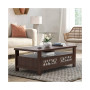 Coffee Table with2 Drawers & Open Shelf Modern Rectangular Wood
