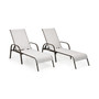 2PCS Patio Lounge Chair Chaise Adjustable Reclining Armrest