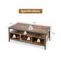 Industrial Coffee Table with Open Storage Metal Frame Center Table