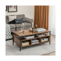 Industrial Coffee Table with Open Storage Metal Frame Center Table