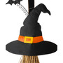 42" H Lighted Wooden Witch's Broom Porch Decor