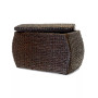 Rectangular Bulge Havana Weave Rush Lined Storage Ottoman with Lift-Off Lid