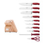 Argentum Red 14-Pc. Cutlery Block Set
