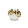 White Ceramic Candle Holder Gold-Tone Flower Design