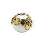 White Ceramic Candle Holder Gold-Tone Flower Design