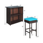3PCS Patio Rattan Wicker Bar Table Stools Dining Set Cushioned Chairs