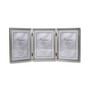 Antique Pewter Hinged Triple Picture Frame - Bead Border Design - 5" x 7"