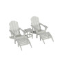 5 Piece Outdoor Adirondack Folding Chair with Ottoman Side Table Set