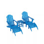 5 Piece Outdoor Adirondack Folding Chair with Ottoman Side Table Set