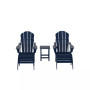 5 Piece Outdoor Adirondack Folding Chair with Ottoman Side Table Set