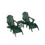 5 Piece Outdoor Adirondack Folding Chair with Ottoman Side Table Set