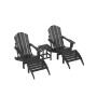 5 Piece Outdoor Adirondack Folding Chair with Ottoman Side Table Set