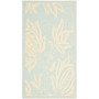 Courtyard Aqua and Cream 6'7" x 9'6" Outdoor Area Rug