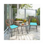 3PCS Patio Rattan Bistro Set Coffee Table Armchair Garden
