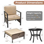 5PCS Patio Wicker Conversation Set Space Saving Cushions Chairs with Ottomans Table