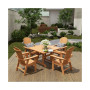 5 Piece Outdoor Patio Dining Square Table and Shell Back Armchair Set