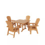 5 Piece Outdoor Patio Dining Square Table and Shell Back Armchair Set