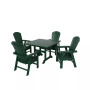 5 Piece Outdoor Patio Dining Square Table and Shell Back Armchair Set