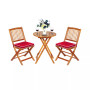3PCS Patio Folding Wooden Bistro Set Cushioned Chair Conversation Garden