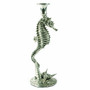 Pewter Seahorse Candlestick Holder Tall Centerpiece Display