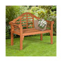 49'' Outdoor Folding Bench Eucalyptus Wood Backrest Armrest