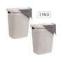 Basket Collection Slim Laundry Hamper, Cut Out Handles, Attached Hinged Lid, Ventilated, Set of 2