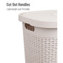 Basket Collection Slim Laundry Hamper, Cut Out Handles, Attached Hinged Lid, Ventilated, Set of 2