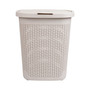 Basket Collection Slim Laundry Hamper, Cut Out Handles, Attached Hinged Lid, Ventilated, Set of 2
