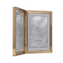 Polished Metal Hinged Double Picture Frame - Bead Border Design, 5" x 7"