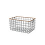 Rectangular Grid Black Wire Baskets with Jute Rim and Fold Down Ear Handles, Set of 3