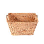 Water Hyacinth Wicker Large Square Storage Laundry Basket with Handles