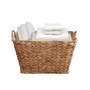 Water Hyacinth Wicker Large Square Storage Laundry Basket with Handles