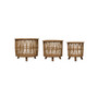 Set of 3 13" H, 12" H 11.25" H Woven Bamboo Footed Baskets