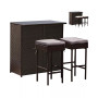Patio 3PCS Rattan Bar Table Stool Set Cushioned Chairs