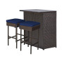 Patio 3PCS Rattan Bar Table Stool Set Cushioned Chairs