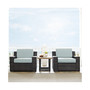 Beaufort 3 Piece Outdoor Wicker Seating Set With Mist Cushion - 2 Chairs, Side Table