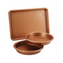 Ayesha Collection Nonstick 3-Pc. Bakeware Cake Pan and Cookie Pan Set