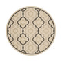Courtyard Beige and Black 7'10" x 7'10" Round Outdoor Area Rug