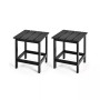 2 PCS Patio 15" End Side Coffee Table Square Wooden Slat Deck