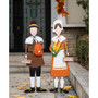 Metal Thanksgiving Pilgrim Yard Stake, Standing Decor or Hanging Decor Set, 2 Piece