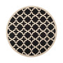 Courtyard Black and Beige 4' x 4' Sisal Weave Round Outdoor Area Rug