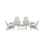 7 Piece Set Outdoor Folding Adirondack Chairs with Coffee Table Side Table