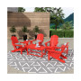 7 Piece Set Outdoor Folding Adirondack Chairs with Coffee Table Side Table
