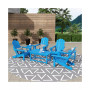 7 Piece Set Outdoor Folding Adirondack Chairs with Coffee Table Side Table