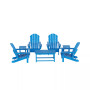 7 Piece Set Outdoor Folding Adirondack Chairs with Coffee Table Side Table