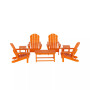7 Piece Set Outdoor Folding Adirondack Chairs with Coffee Table Side Table