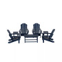7 Piece Set Outdoor Folding Adirondack Chairs with Coffee Table Side Table