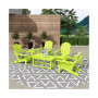 7 Piece Set Outdoor Folding Adirondack Chairs with Coffee Table Side Table